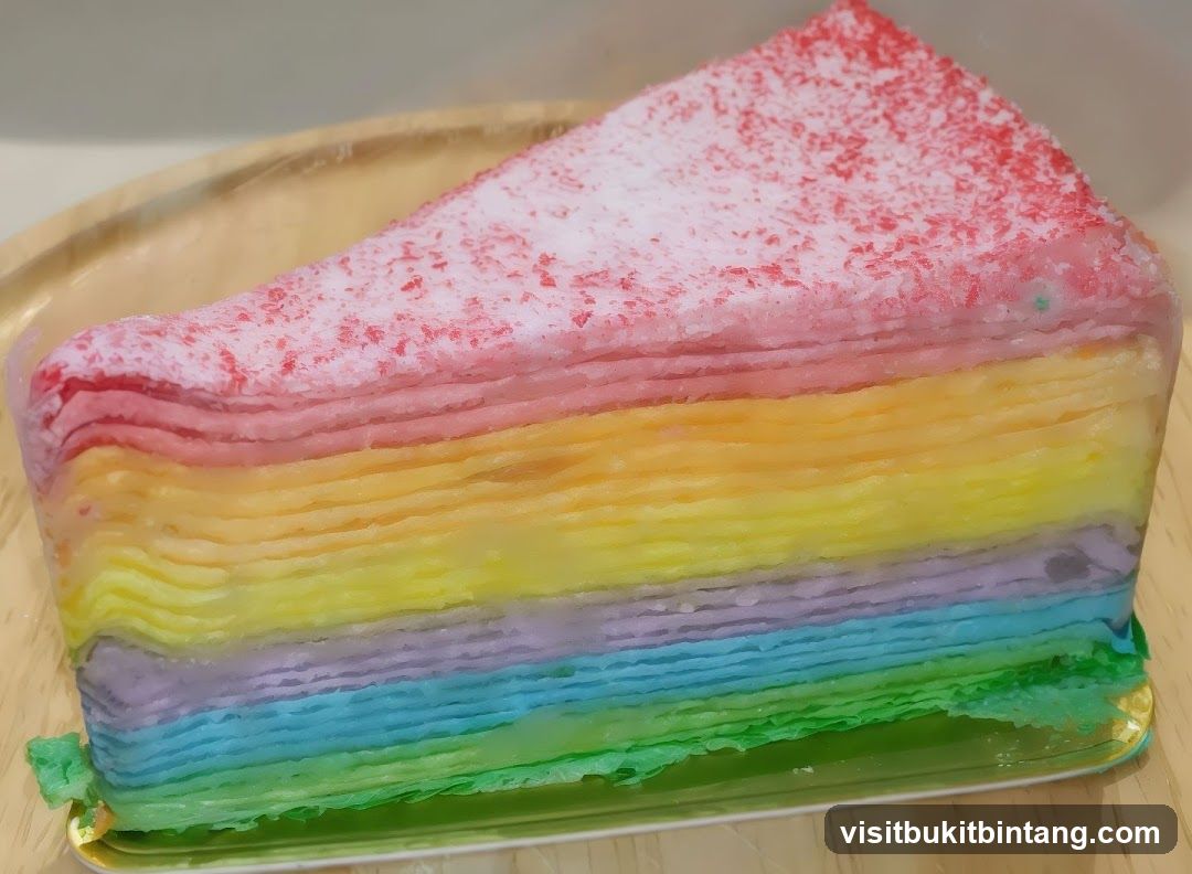 Rainbow Crepe Cake Slice