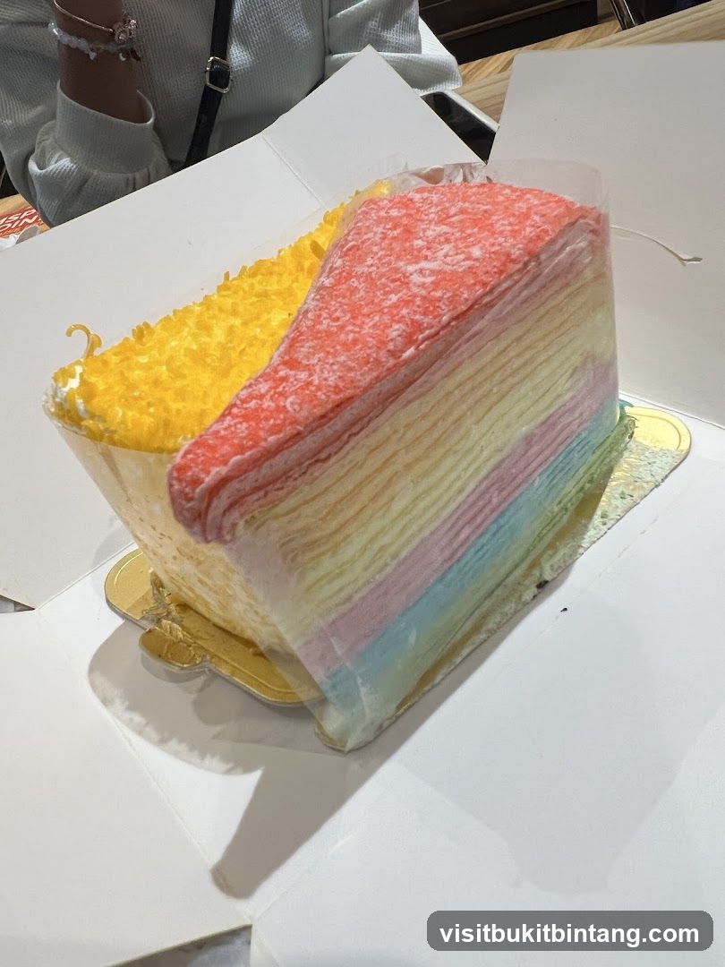 Rainbow Crepe Cake Slice