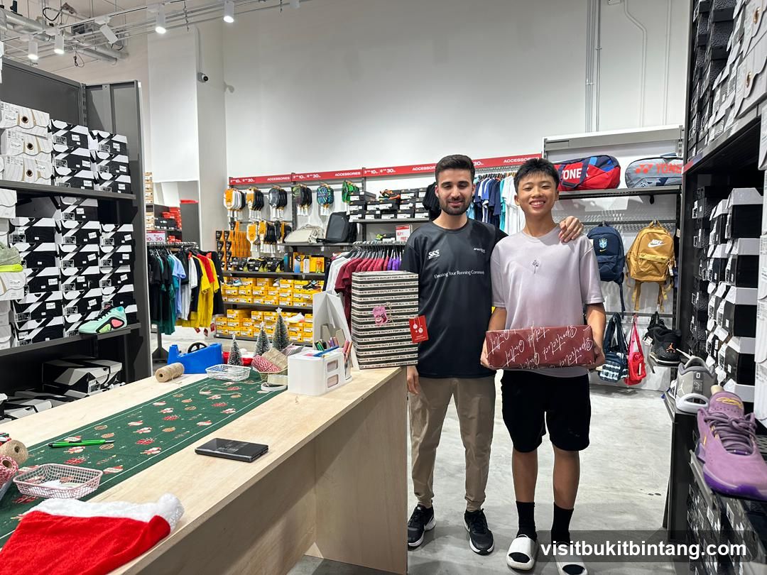Two people in a sports store