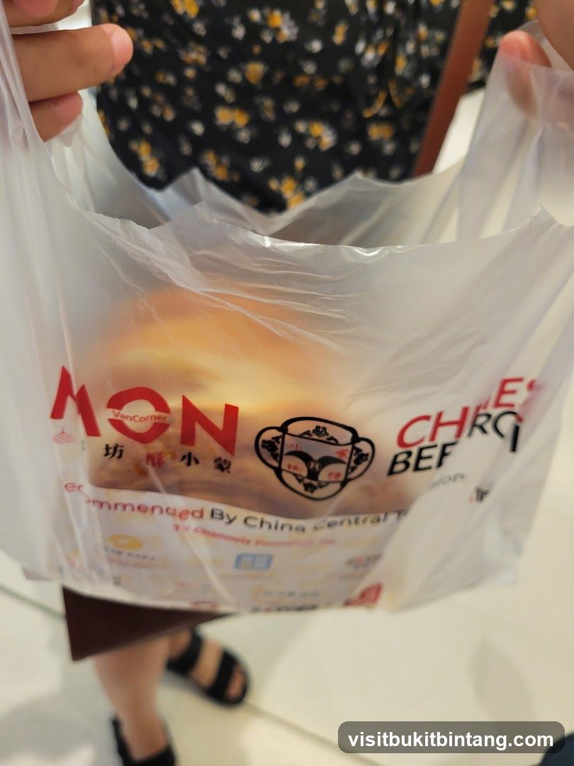 Plastic bag with food item