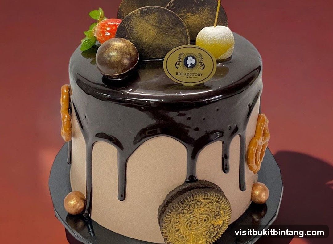 Chocolate Cake with Oreo and Pretzel Decorations