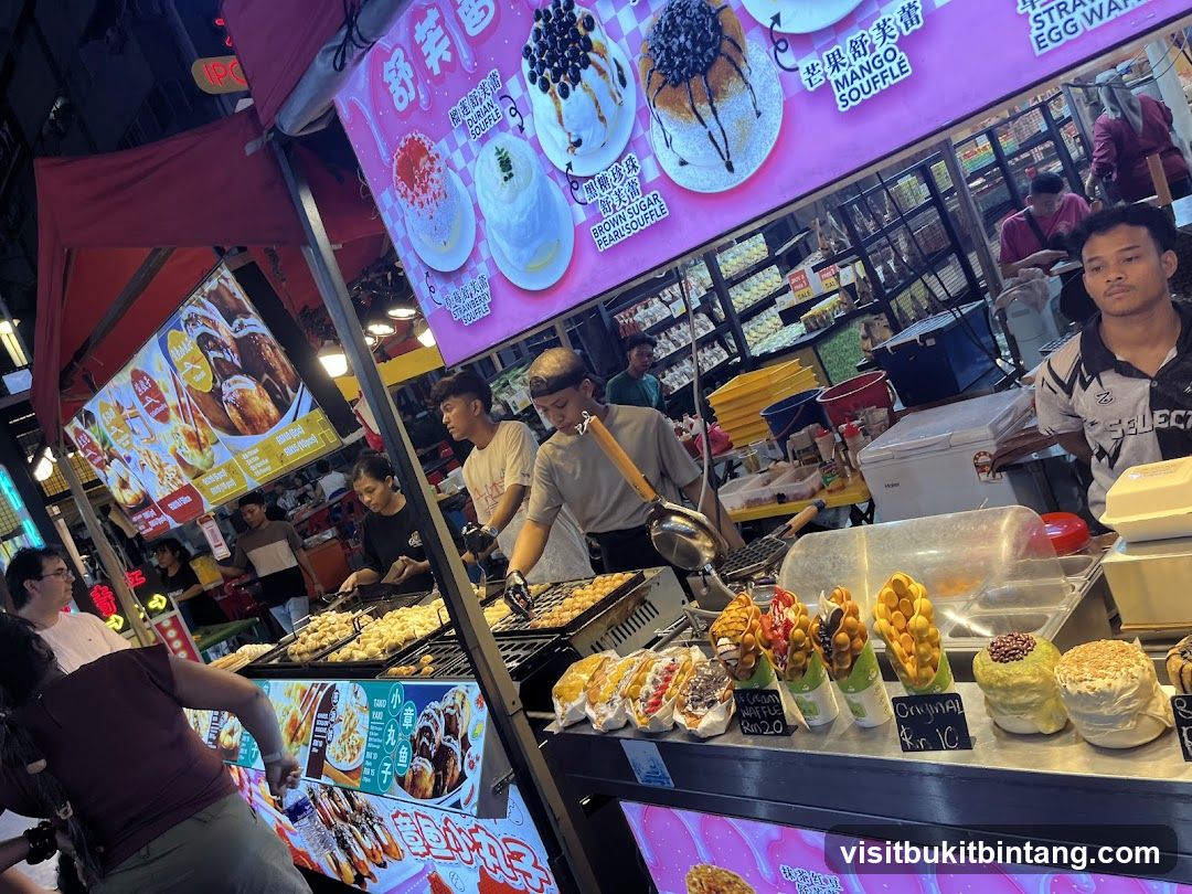 Street Food Stall with Desserts and Waffles