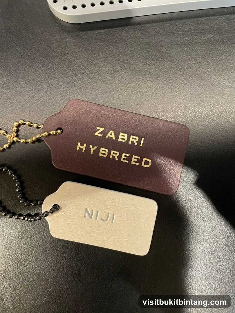 Two leather tags