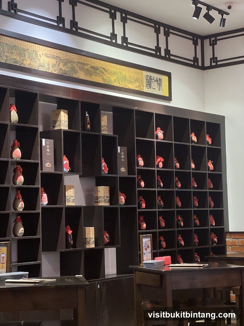 Display shelves with bottles and boxes