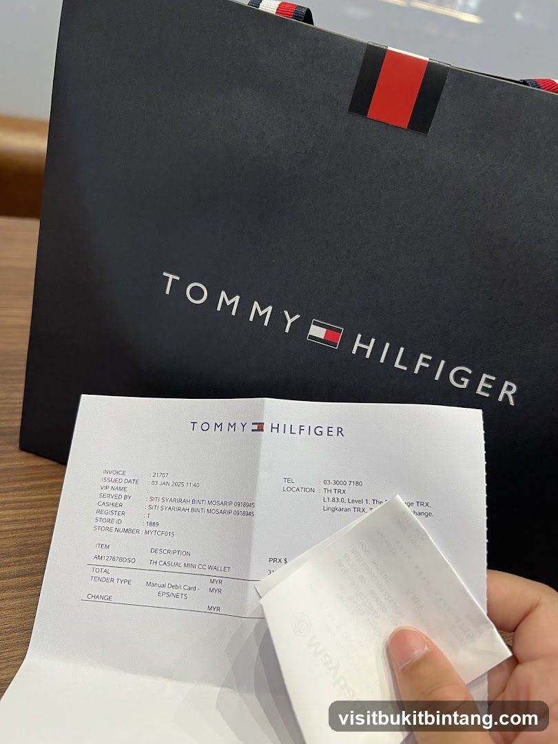 Tommy Hilfiger Receipt and Shopping Bag