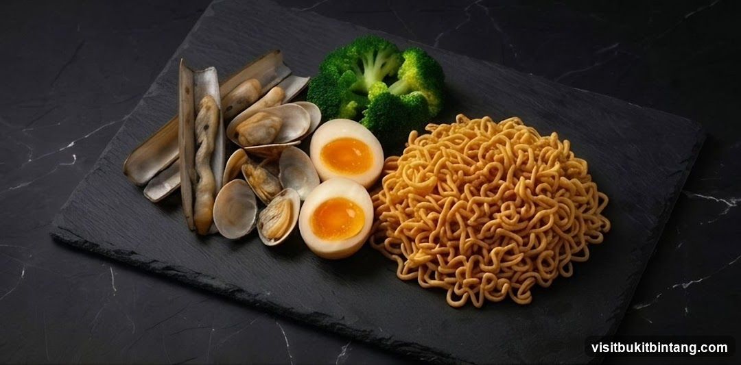 Noodle Meal with Clams and Broccoli