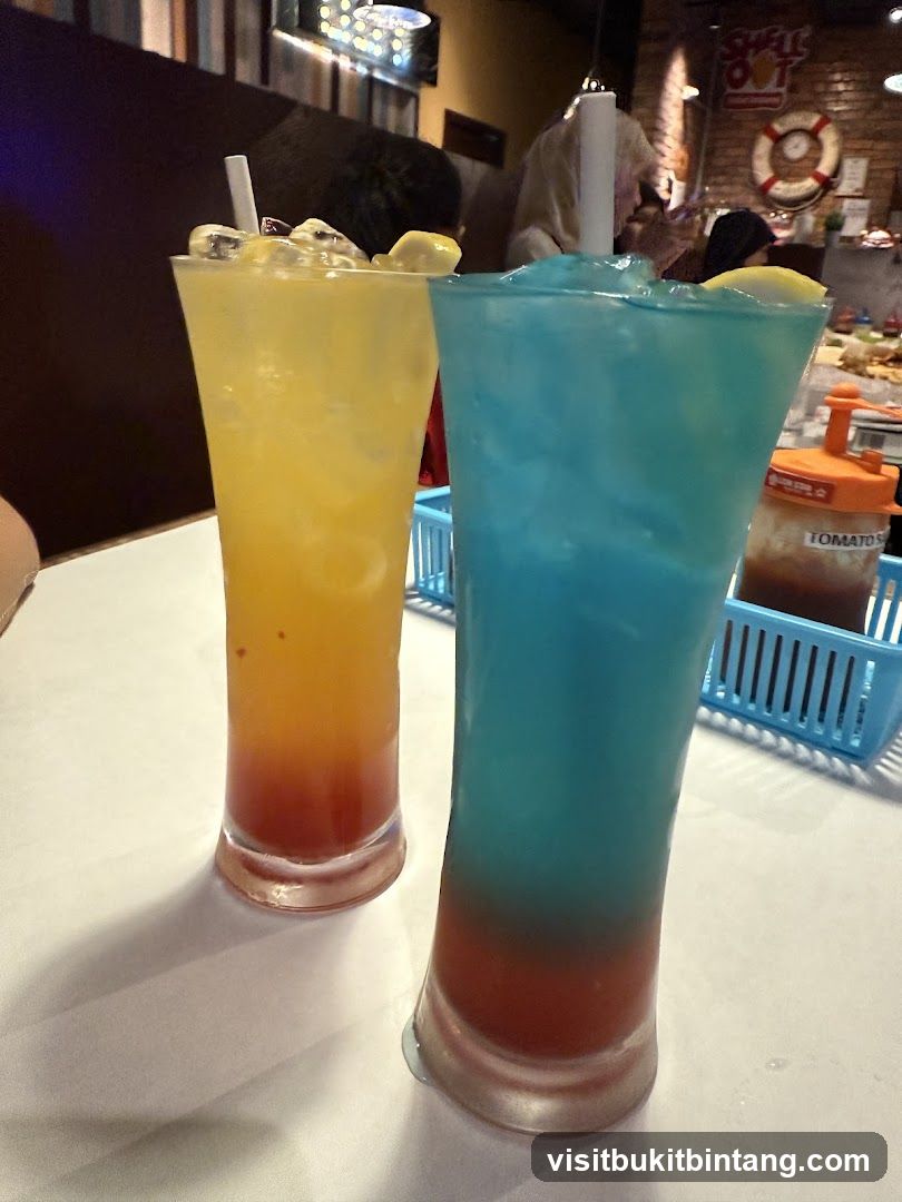 Colorful Layered Drinks at a Restaurant