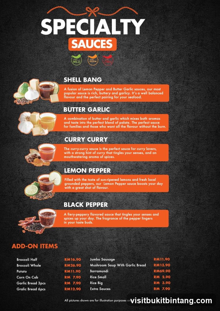 Specialty Sauces Menu