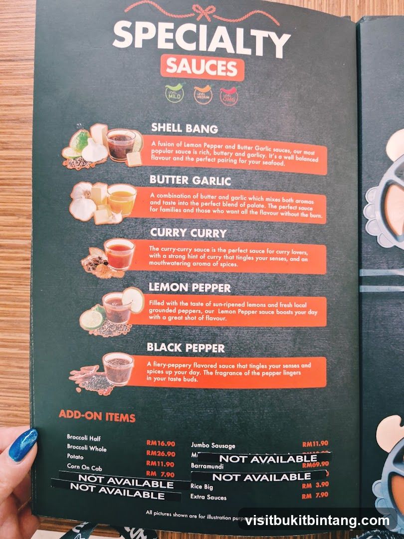 Specialty Sauces Menu