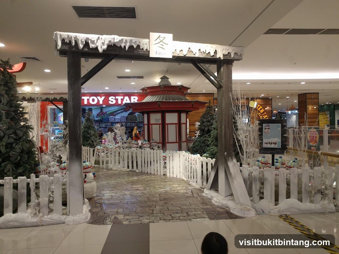 Winter-themed display in a mall