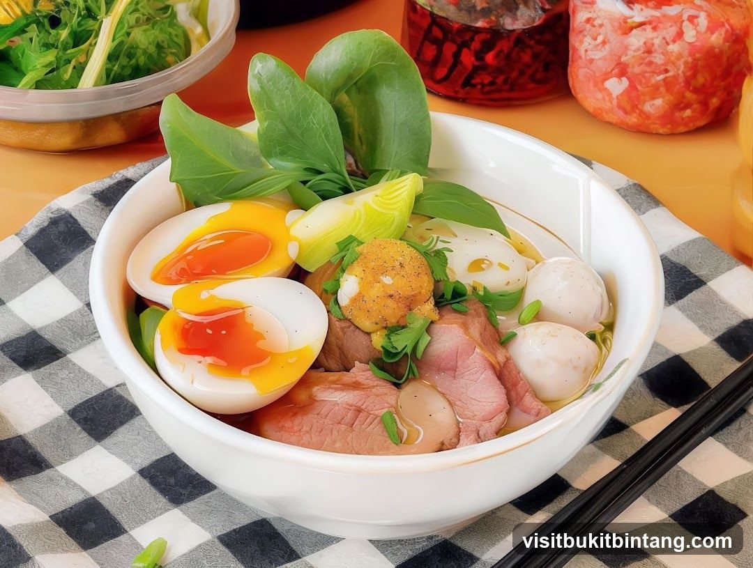 Noodle Soup with Eggs and Meat