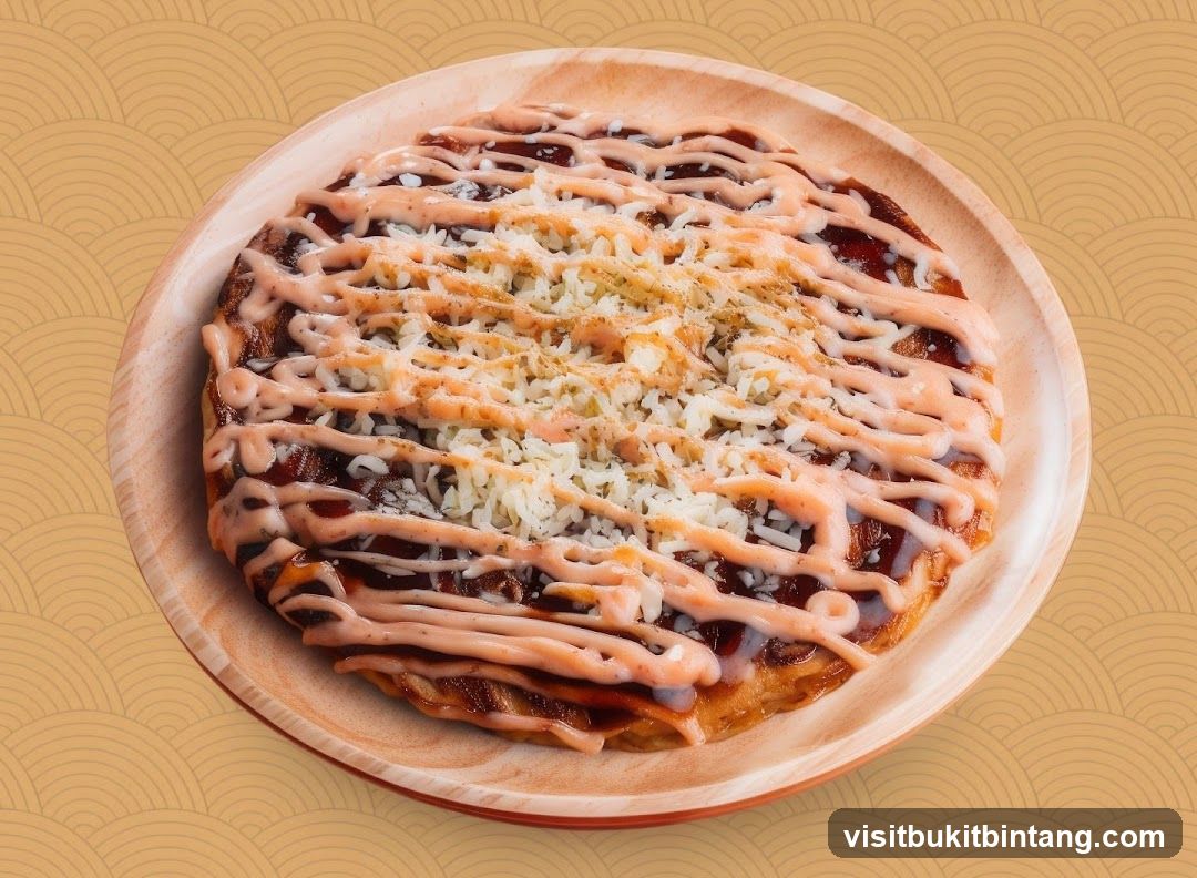 Okonomiyaki with Cheese and Sauce