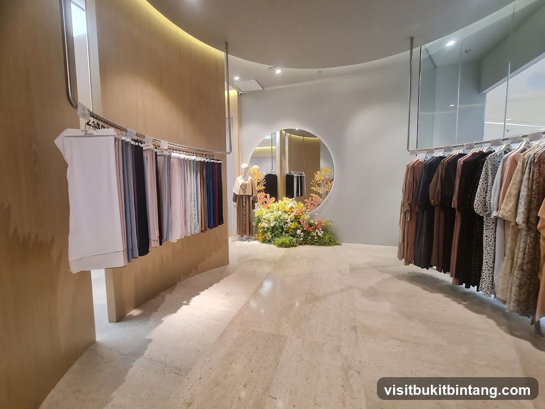 Clothing store interior with mannequins and racks of clothing