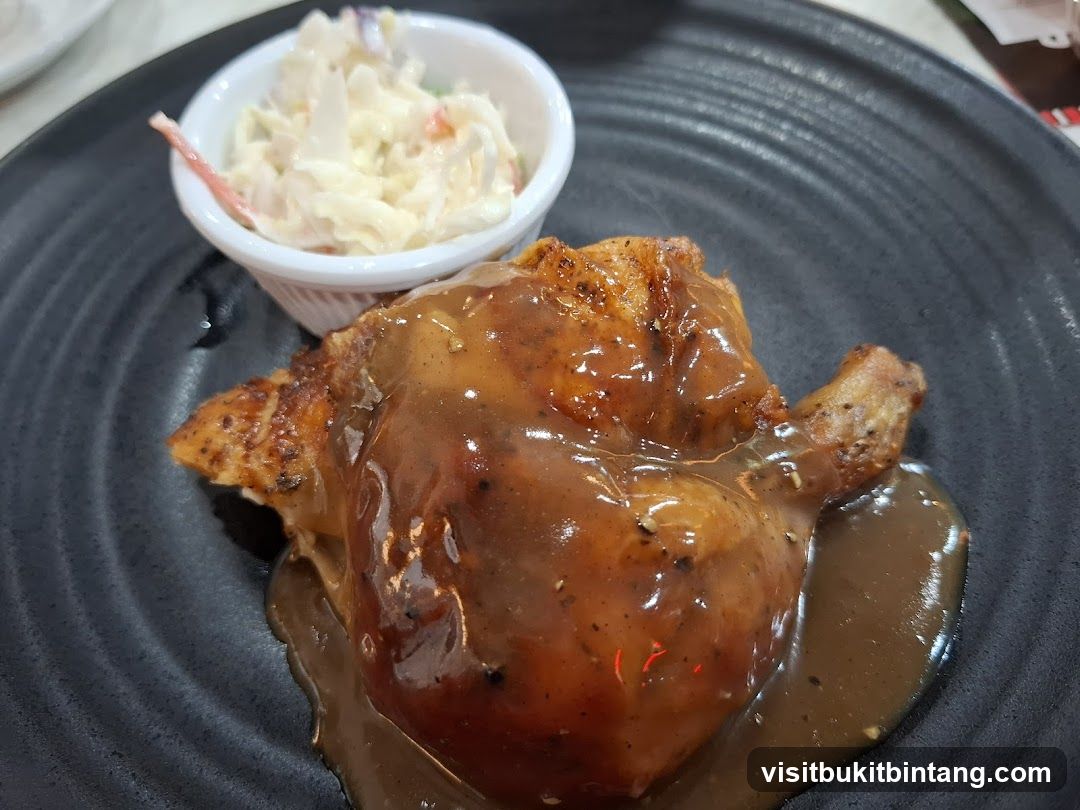 Chicken dish with coleslaw