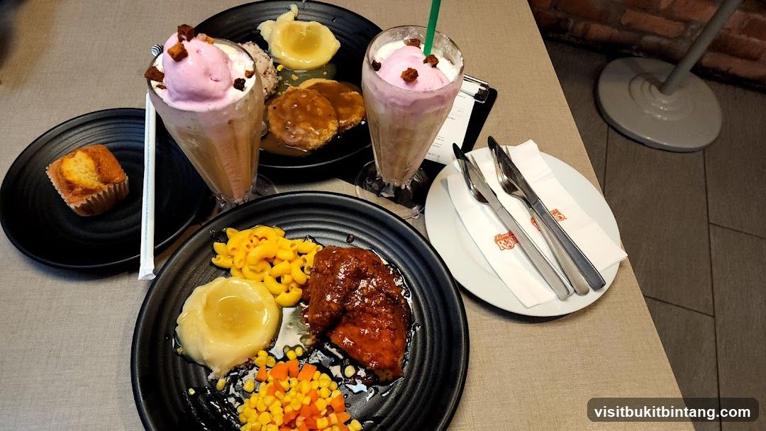 Table with food and drinks