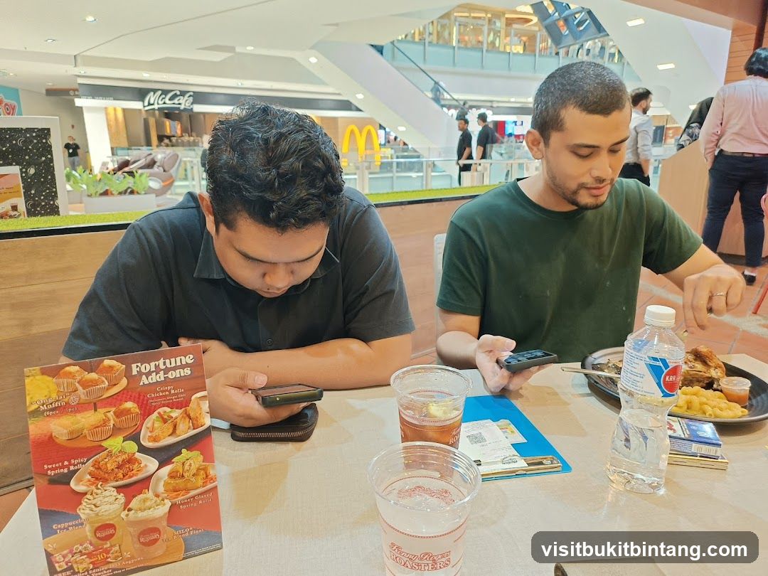 People eating at a food court