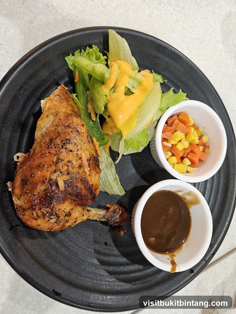 Roasted Chicken Leg with Salad and Sides