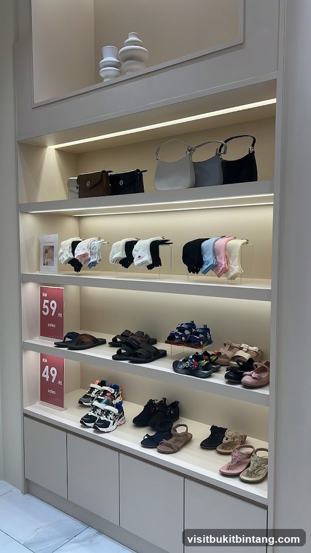 Retail display of shoes and accessories