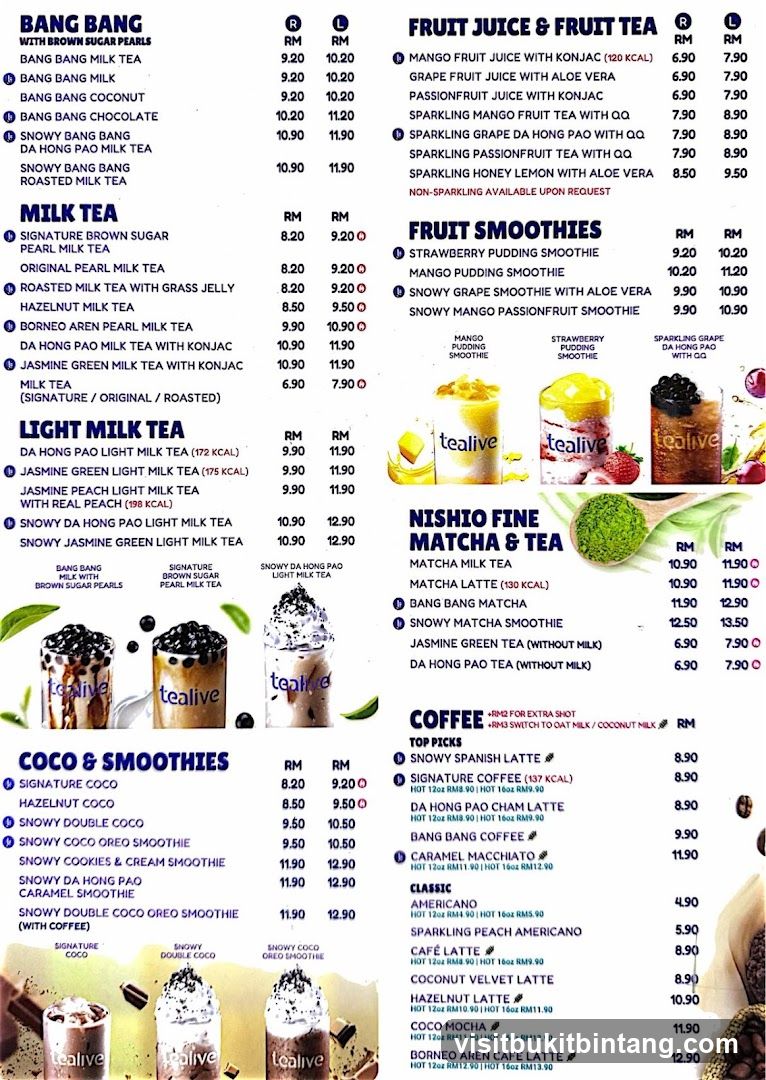 Tealive Menu