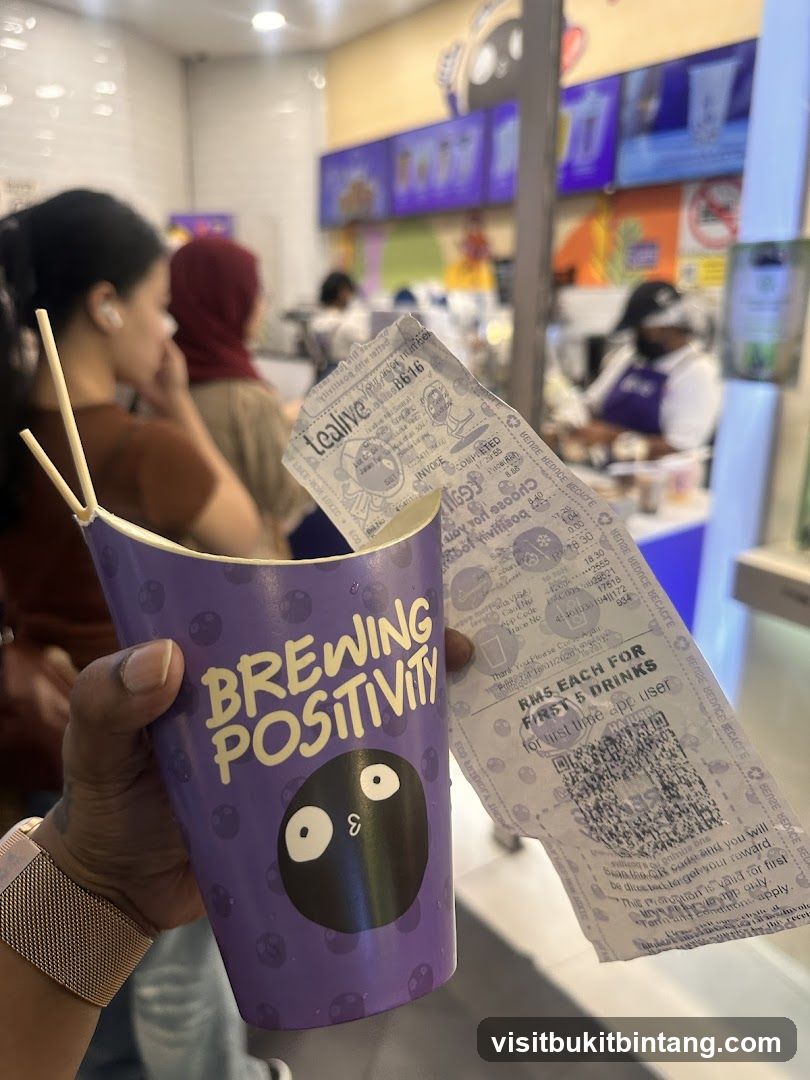 Beverage cup and receipt