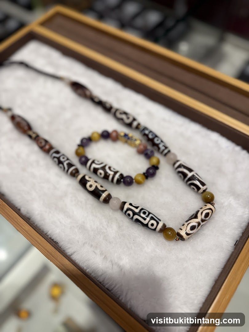 Tibetan Dzi Beads Necklace and Bracelet