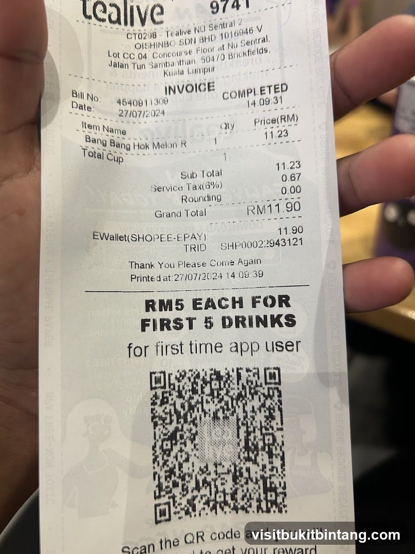 Tealive Receipt
