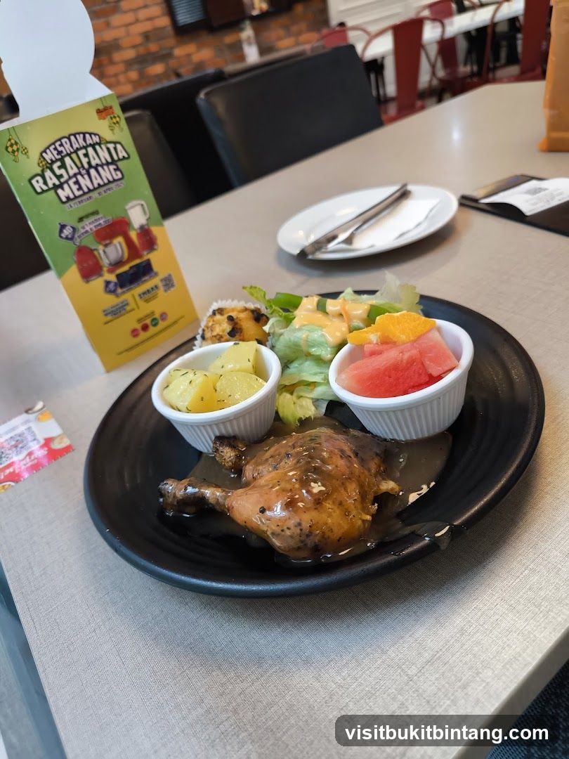 Chicken Meal with Salad and Fruit