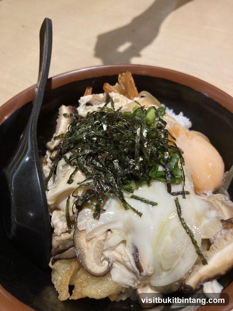 Donburi with Egg and Mushrooms