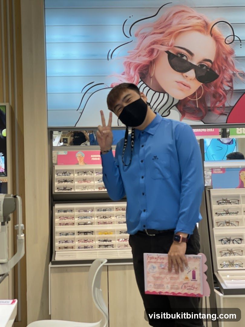 Man Posing in Eyewear Store