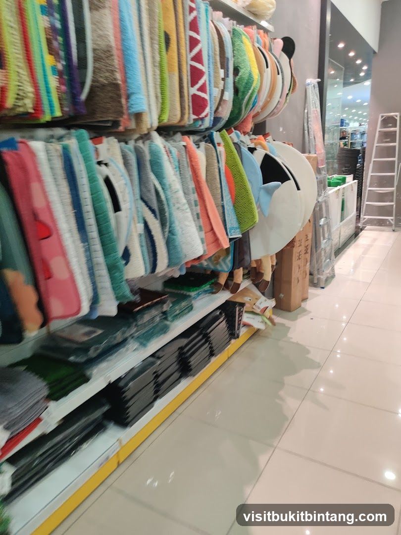 Store Aisles with Colorful Mats and Shelving