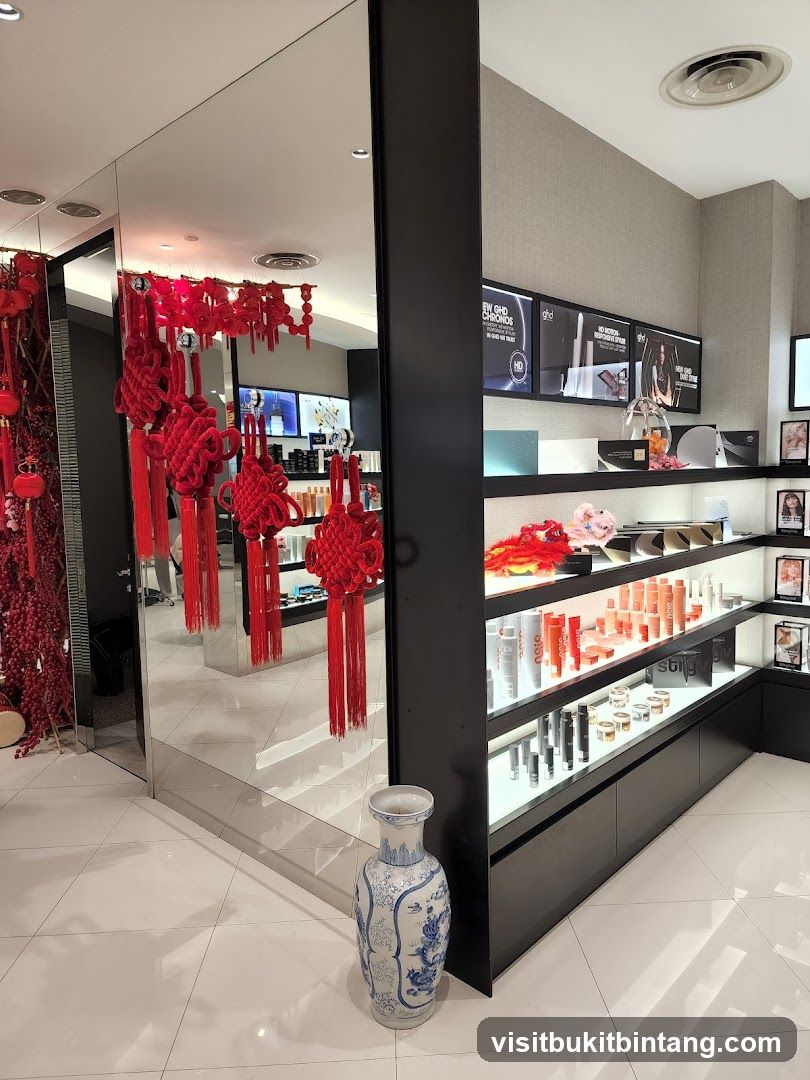 Cosmetics Display with Chinese New Year Decorations