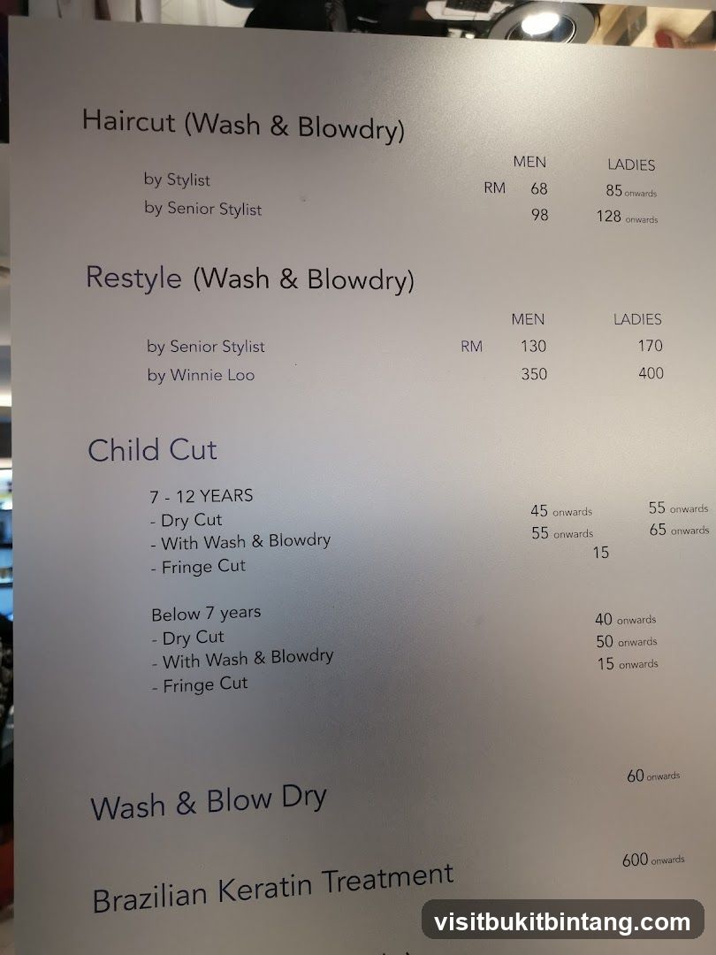 Hair and Beauty Services Menu