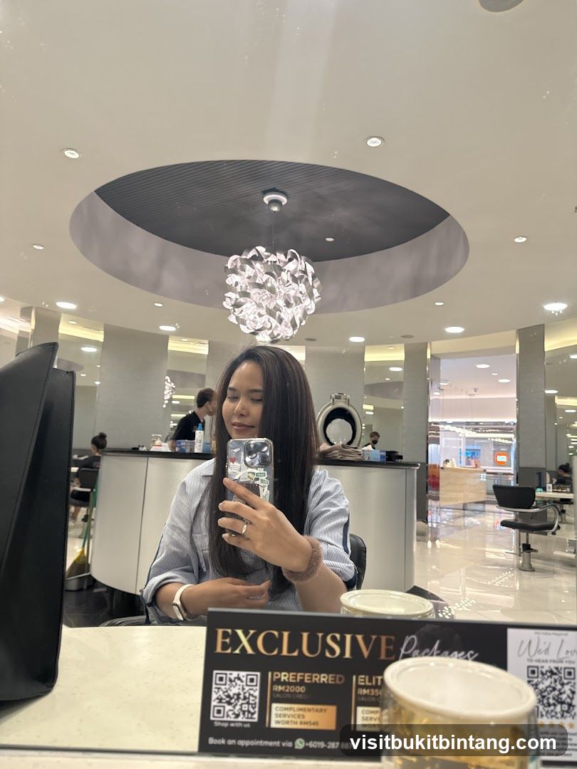 Salon Interior with Woman Taking Selfie
