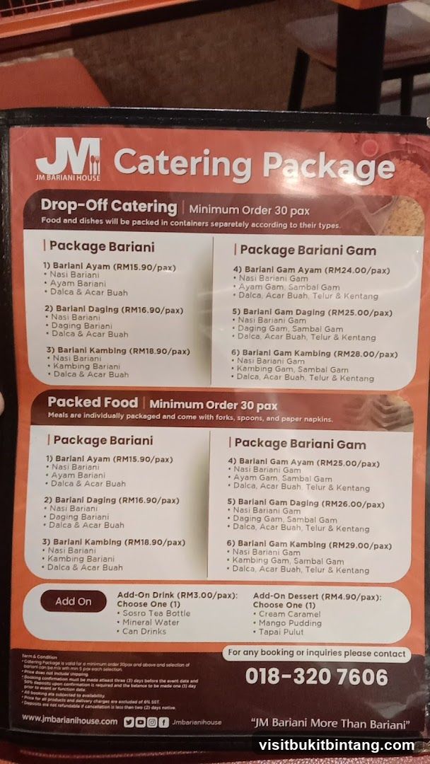 JM Bariani House Catering Package