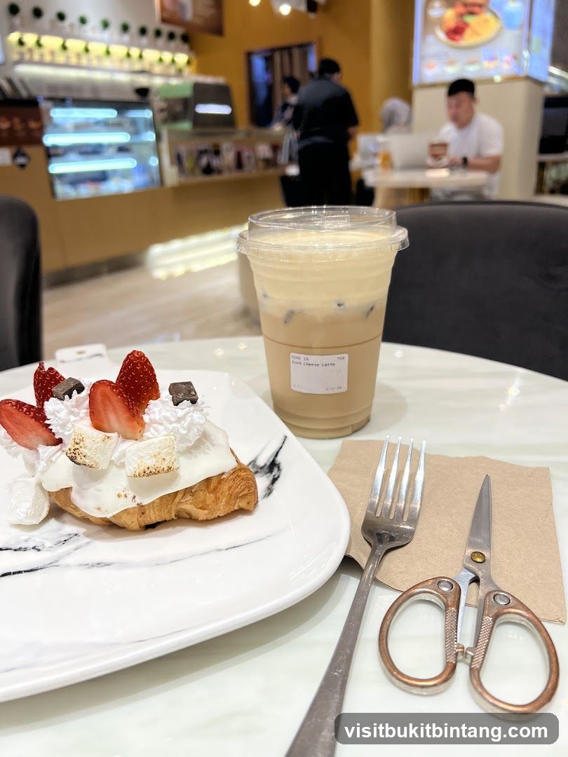 Dessert and Drink at a Cafe