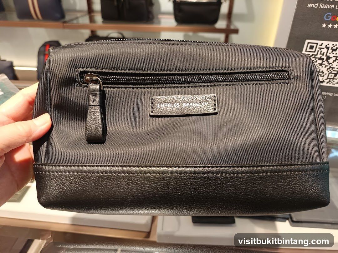 Black Pouch with Leather Trim