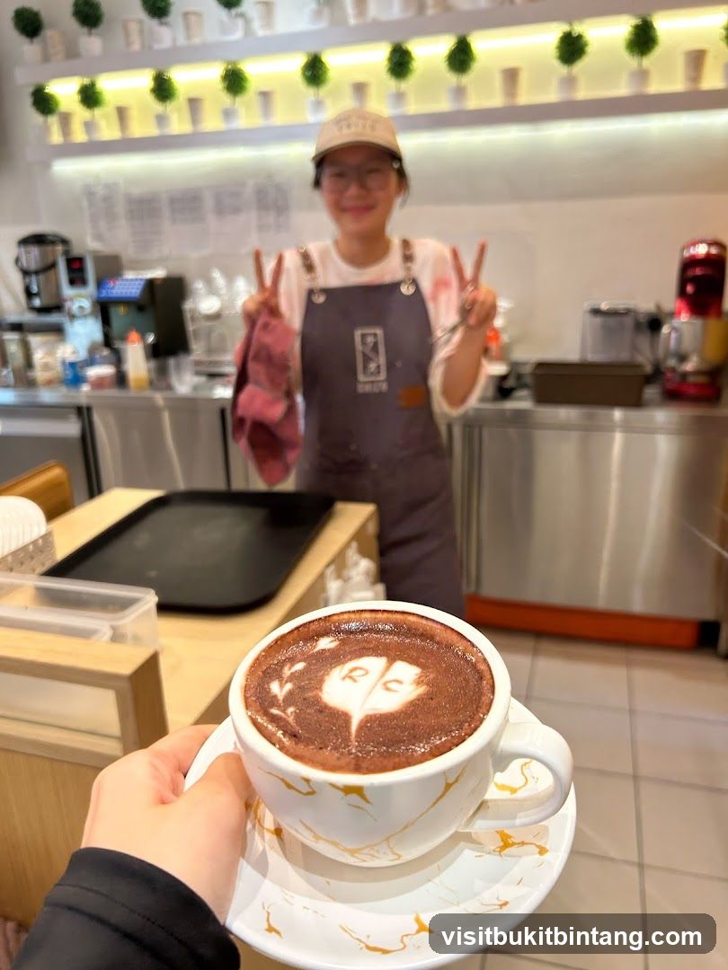 Barista serving a drink