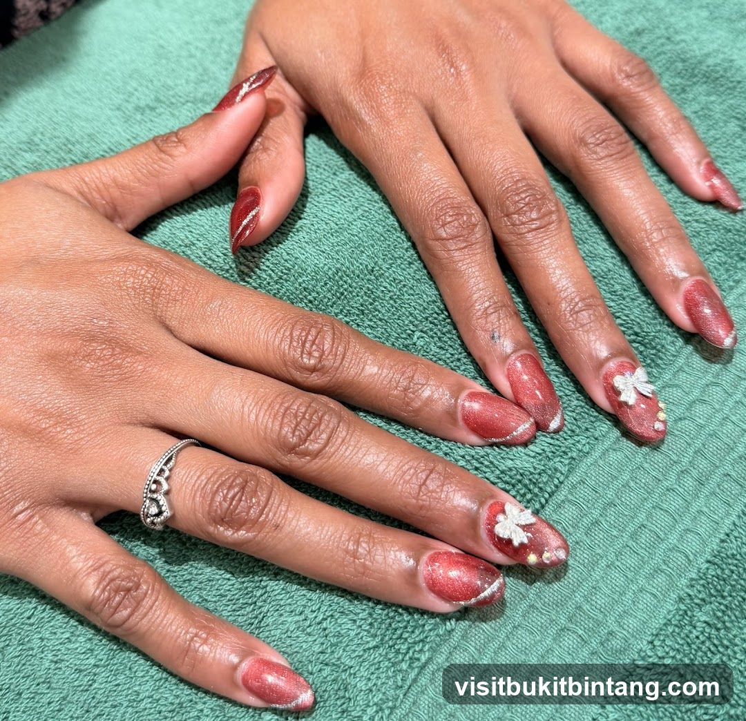 Nails with Glitter and Bows