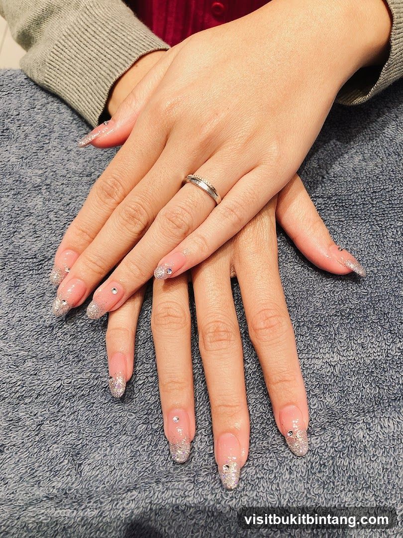 Nails with Glitter and Rhinestones