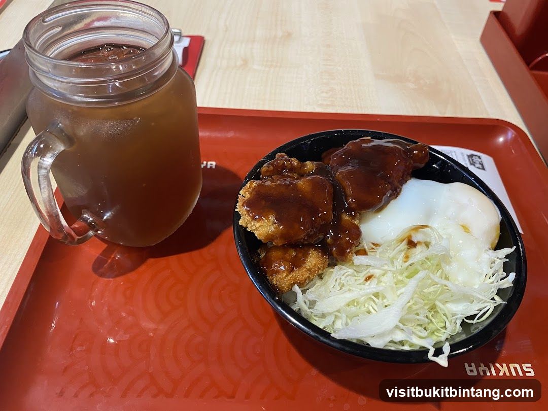 Chicken Katsu Donburi with Iced Tea
