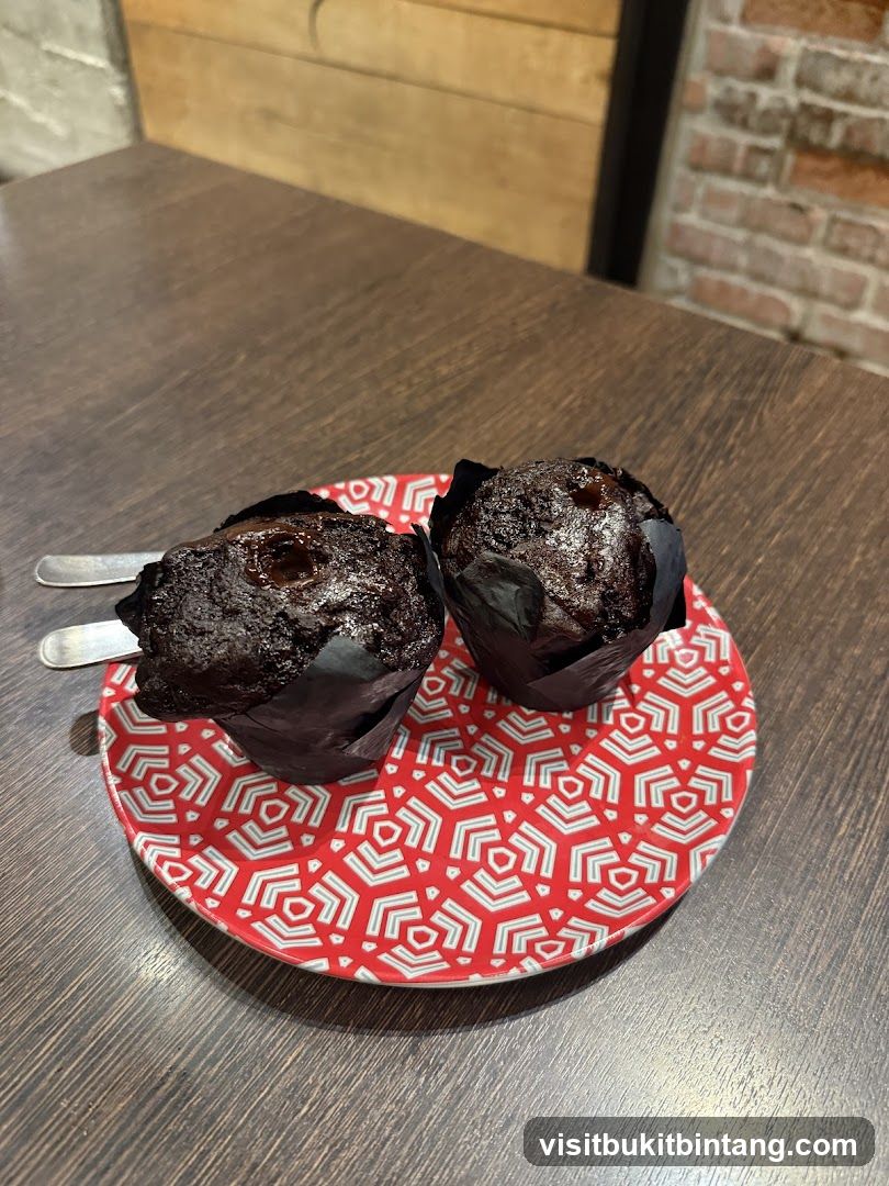 Chocolate Muffins on Red Plate