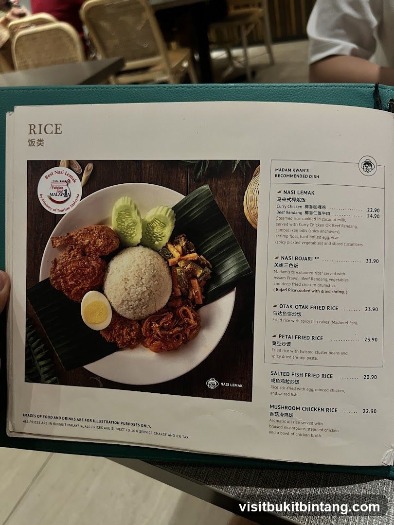 Nasi Lemak Menu Page