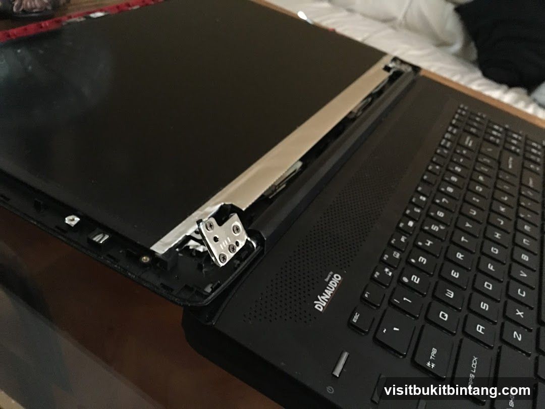 Disassembled Laptop Screen and Keyboard
