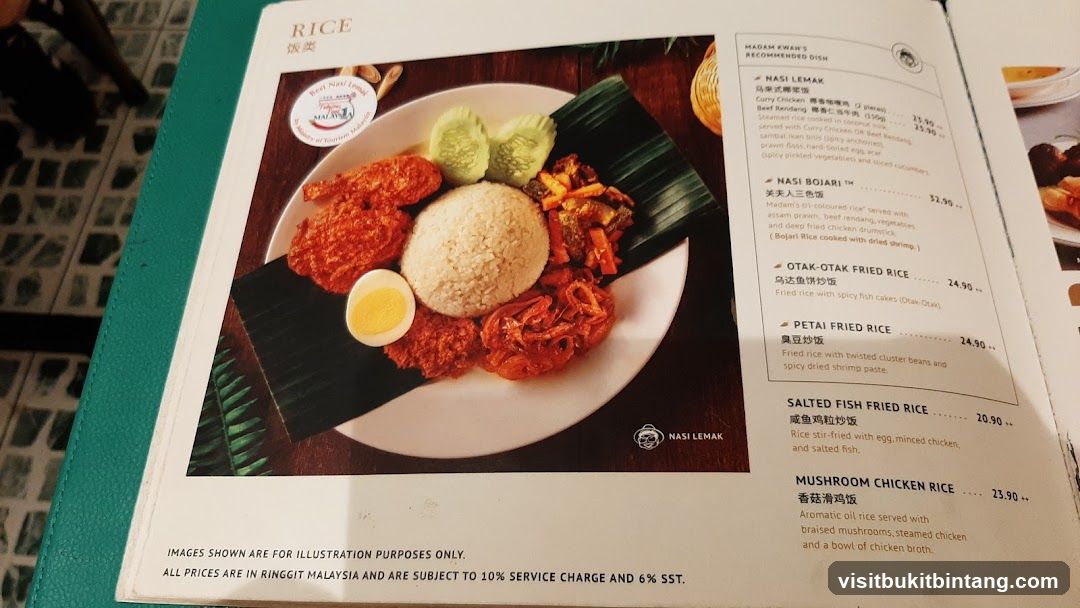 Nasi Lemak Menu Page