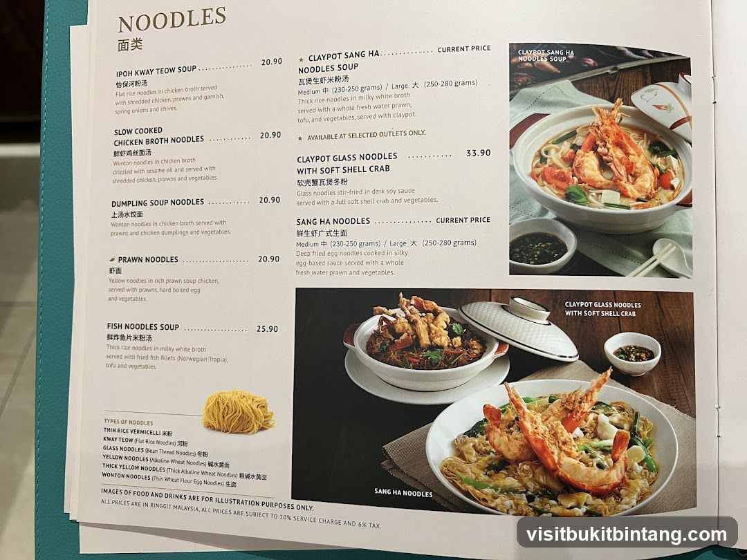 Noodles Menu Page