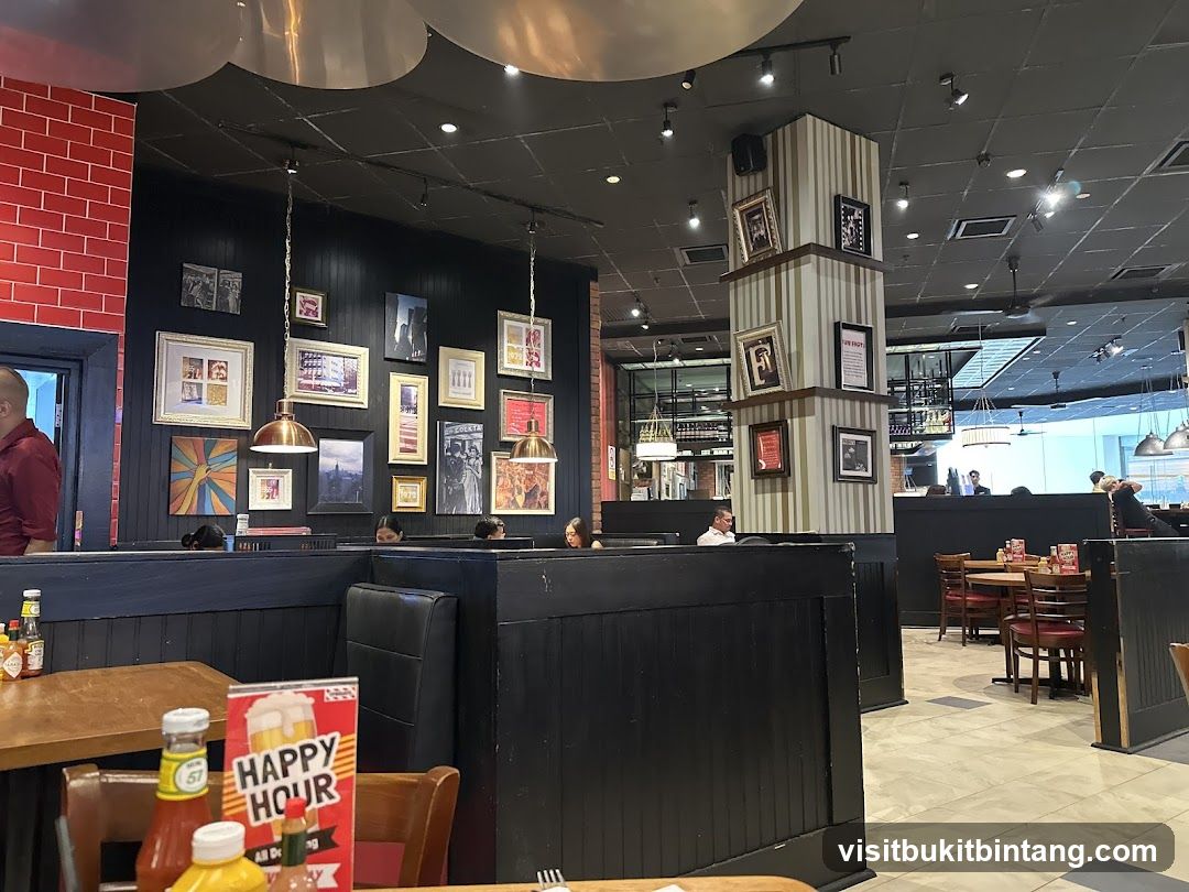 Restaurant Interior with Happy Hour Sign