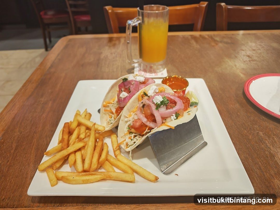 Tacos with Fries and Juice