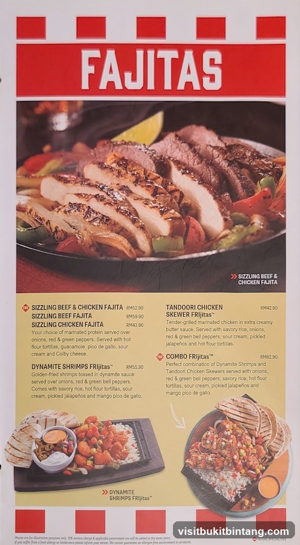 Fajitas Menu Page