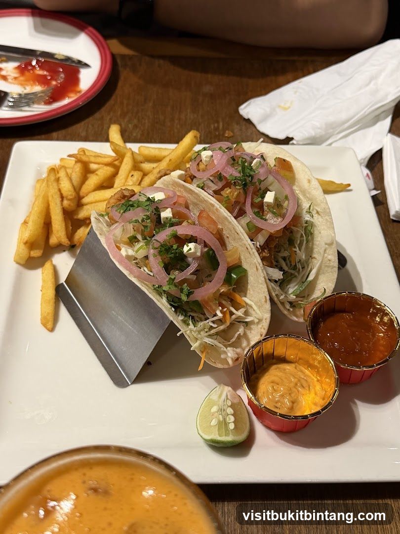 Tacos with Fries and Sauces