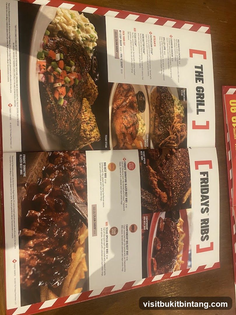 The Grill & Fridays Ribs Menu